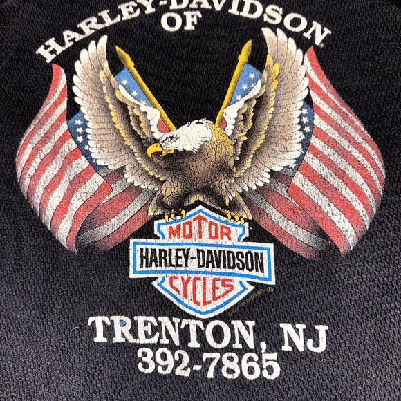 VINTAGE 1992 HARLEY THICK THERMAL LONG SLEEVE TEE TOP 2 SIDED UNISEX - Picture 5 of 9